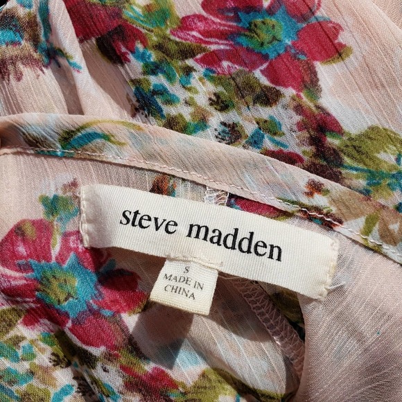 Tank Floral Pink Blush Sleeveless Sharkbite Cami Sz S STEVE MADDEN - Picture 9 of 10